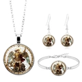 Détail du parure bijoux argentée Archange Saint Michel avec collier, boucles et bracelet - Style Art Religieux 8 (XSWX7953-8)