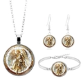 Vue détaillée de la parure 3 pièces Archange Michel en argent avec pendentifs en verre - Style Art Classique 7 (XSWX7953-7)