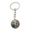 Llavero del Arcángel Miguel con gema de cristal y diseño religioso artístico - Estilo Interacción Ángel y Devotos (XSWX7946-3)