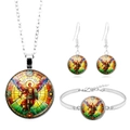 Conjunto de joyas de plata Arcángel Miguel con collar, pulsera y pendientes en cabujón - Estilo Ilustración Religiosa 4 (XSWX7953-4)