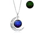 Collier lune Bélier lumineux avec pendentif en verre constellation de couleur argent - Lumineux Bélier
