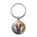Porte-clés pendentif en verre éléphant mosaïque aux motifs géométriques colorés - Éléphant Soleil Mosaïque (XSWX7872-17)