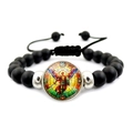 Bracciale Arcangelo Michele con perline nere opache e cordino regolabile - Stile Angelo Dipinto Blu (XSWX7935-4)