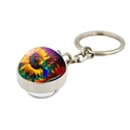 Llavero de bola de cristal con diseño de colibrí y girasol con colgante de metal doble cara - Estilo Martín Pescador y Girasol (XSWX7986-11)