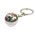 Llavero de colibrí plateado con colgante de bola de cristal y motivo de pájaro de colores - Estilo Colibrí de Arte en Vidrio Pintado (XSWX7986-10)