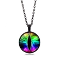 Macro di ciondolo in vetro con motivo a occhio di drago arcobaleno su catena nera - Stile Occhio di Drago Arcobaleno (XSWX8034-8)