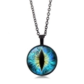 Collana con ciondolo occhio di drago, iride blu realistica su una catena nera - Stile Occhio di Drago Blu Ghiaccio (XSWX8034-7)