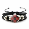 Bracciale multistrato in pelle con charm a pois di coccinella e perline vintage - Motivo Coccinella Classico (XSWX8101-2)