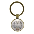 Porte-clés avec chouette blanche et pierre précieuse en verre pour sacs et voitures - Bronze Antique