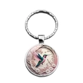 Llavero de gema de cristal con colibrí y flores rosas con anillo de metal - Colibrí Rosa Verde (XSWX7987-3)