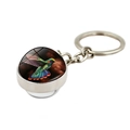 Llavero colgante de bola de cristal de colibrí con anillo de metal plateado y dibujo - Estilo Colibrí Volador Brillante (XSWX7986-2)