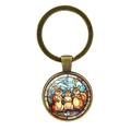 Llavero de ardilla de bronce con colgante de gema de vidrio sobre fondo blanco - Bronce Antiguo