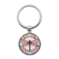 Vintage Libellen Schlüsselanhänger mit buntem Glasmuster im Art-Déco-Stil und Silberring - Libelle Künstlerischer Anhänger (XSWX8068) / Silber