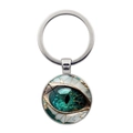Llavero místico de ojo de dragón con gema de cristal y anillo metálico plateado elegante - Plateado