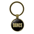 Dettaglio portachiavi in bronzo con logo DANCE nero e glitter dorati scintillanti - Stile Bronzo Antico (Glitter Oro) (XSWX8094-3)
