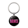 Modischer silberner DANCE Schlüsselanhänger mit rosa Glitzerschrift auf Schwarz - Silber Stil (Rosa Glitzer) (XSWX8094-1)