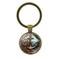 Portachiavi ancora steampunk vintage con anello in bronzo e pendente in vetro nautico - Bronzo Antico (XSWX8113)