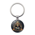 Porte-clés Œil d'Horus égyptien antique avec pendentif en verre et métal rétro - Illustration Vintage Œil de la Providence (XSWX8122-10)