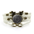 Bracciale vichingo multistrato intrecciato con ciondoli a farfalla e infinito - Bianco
