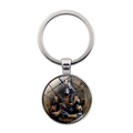 Egyptische Anubis glazen sleutelhanger met zilveren metalen ring op een witte basis - Zilver