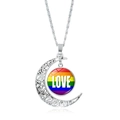 Collana cuore arcobaleno con ciondolo luna cava e catena d'argento per donna - Design Cuore Love (XSWX6393-23)