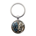 Vintage Silber Elefanten Zeit Edelstein Schlüsselanhänger mit blauem und weißem Motiv - Silber