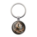 Portachiavi Buddha in argento con cupola in vetro e grafica della meditazione - Argento