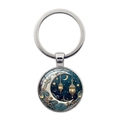 Goddess sun moon glass gem keychain with crescent moon and vintage lanterns on white background - Silver-Ramadan Lantern (XSWX8197-Silver 7)
