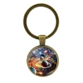 Vintage Bronze Galaxie Schlüsselanhänger mit Planetenanhänger aus Glas für Astronomie-Fans - Antike Bronze (XSWX8183)