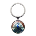 Exquisite Pfau-Glasanhänger Schlüsselanhänger mit Bronzemetallring für Taschen und Geschenke - Buntglas Kunst Stil (XSWX8217-2)