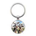 Funny cow pattern glass gem keychain with silver metal ring for car keys or bags - Two Humorous Cows Style (XSWX8213-5)