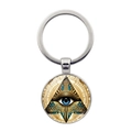 Porte-clés Œil de la Providence en alliage argenté avec motif mandala doré complexe - Œil Mystique Mandala Or (XSWX8122-6)