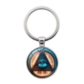 Porte-clés Œil de la Providence poli avec motif d'œil néon bleu vibrant et brillant - Œil de la Providence Style Néon (XSWX8122-7)