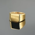 Anello a sigillo quadrato minimalista in oro con effetto riflettente a specchio - 7 / Oro