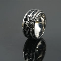 Rotatable Masonic G ring for men in vintage stainless steel with gothic punk style - US 7 / Steel