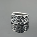 Retro punk style titanium steel braided ring with vintage Celtic knot pattern for men - US 7 / Small Band Ring