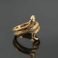 Gothic gold snake ring with red gemstone eyes and detailed vintage scale textures - US 7 / Gold (Red Eyes)
