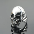 Gothic skull ring for men in vintage stainless steel with polished silver finish - US 7 / Steel