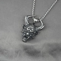 Ciondolo maschera Hannya punk gotico in argento vintage con una catena veneziana - Pendente Con Catena Come Mostrato