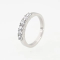 Elegant silver titanium steel ring featuring seven round cut cubic zirconia stones - US 5 / Silver