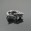 Anello aperto testa di drago vintage in acciaio al titanio ossidato da uomo - US 7 / Argento Antico
