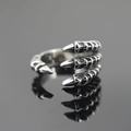 Gothic dragon claw ring in silver titanium steel with vintage polished finish - US 7 / Three-Claw Wrap Style (Type A)