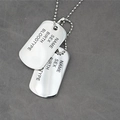 Men's double military dog tag necklace in polished stainless steel with custom engravings - Personalized Identification Template (A)
