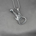 Stainless steel guitar pendant necklace with bottle opener function and bead chain - Pendant With Chain As Shown