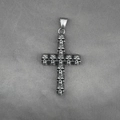 Pendentif croix tête de mort gothique punk en acier argent vintage pour homme femme - Pendentif uniquement