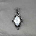 Vintage titanium steel necklace featuring a gothic pattern and large clear diamond pendant - White Rhinestone Pendant Only (Without Chain)