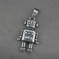 Polished silver astronaut pendant necklace in titanium steel with retro robot design - Model C Pendant Only (Without Chain)