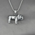 Realistische bulldog hanger ketting van titanium staal met retro zilveren box ketting - Buldog / Ketting
