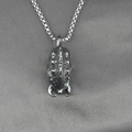 Retro titaniumstalen kever hanger ketting met gotische textuur op grijze basis - Wild zwijn / Ketting