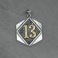 Men's hip hop titanium steel necklace featuring a hexagonal 13 number pendant in silver and gold - Pendant Only (Without Chain) Gold